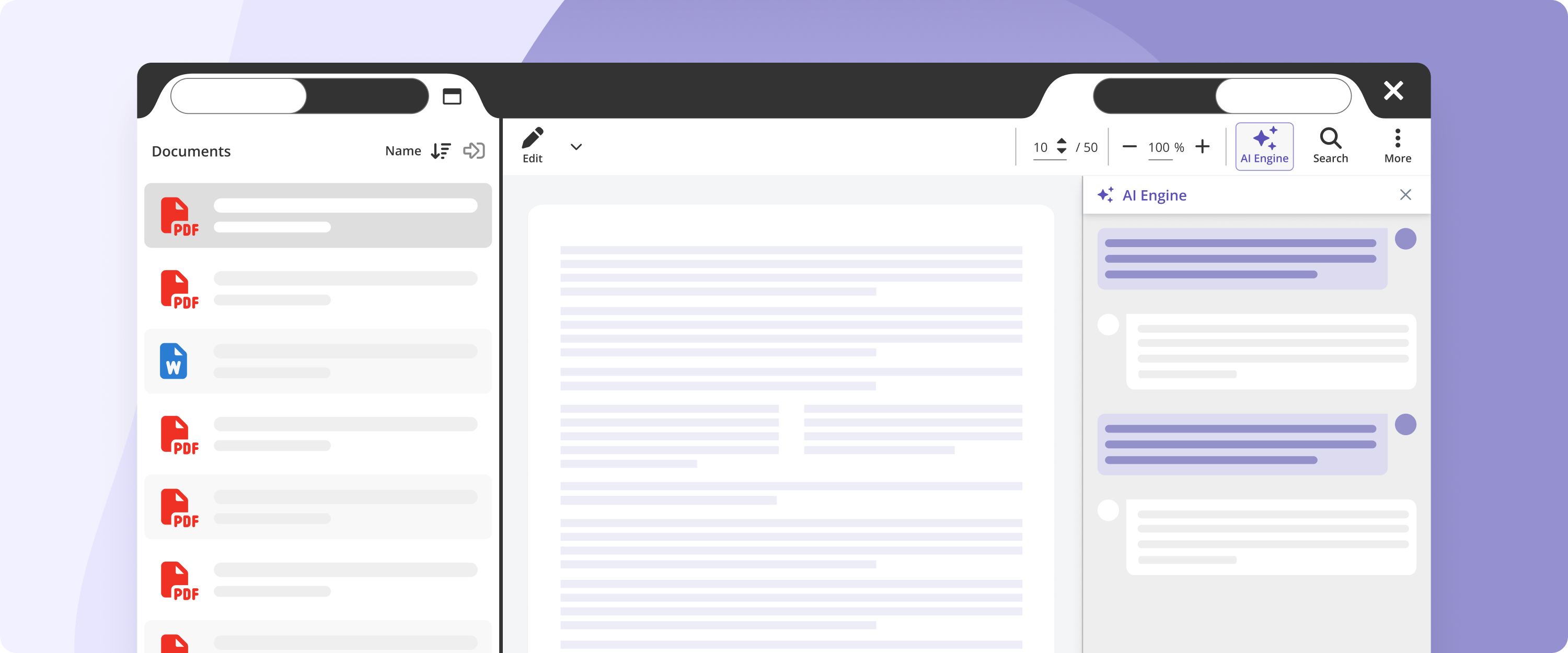 Screenshot of AI Engine in the document reader