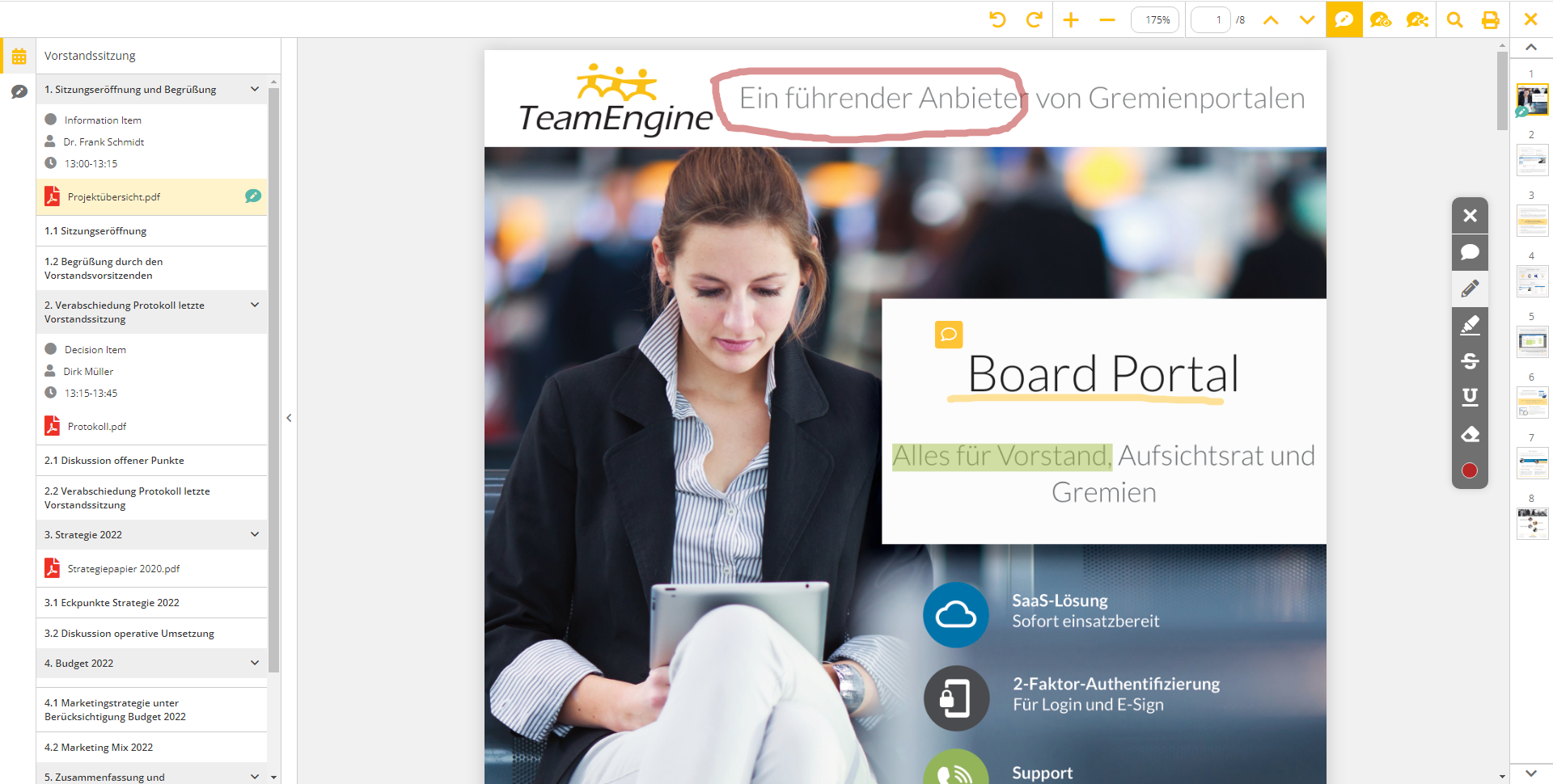 TeamEngine Aufsichtsrat-Portal - Sitzungsbuch