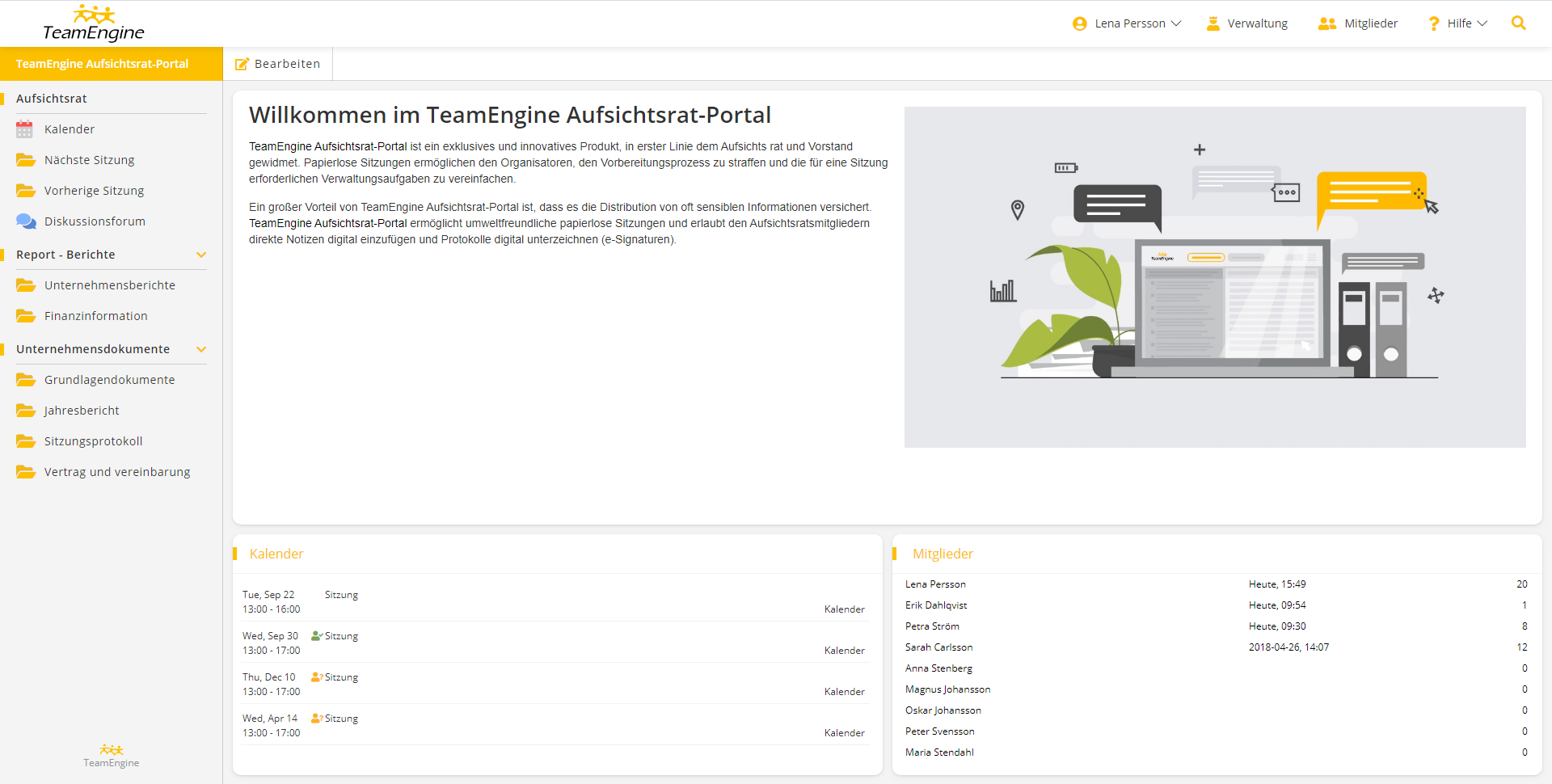 TeamEngine Aufsichtsrat-Portal - Startseite