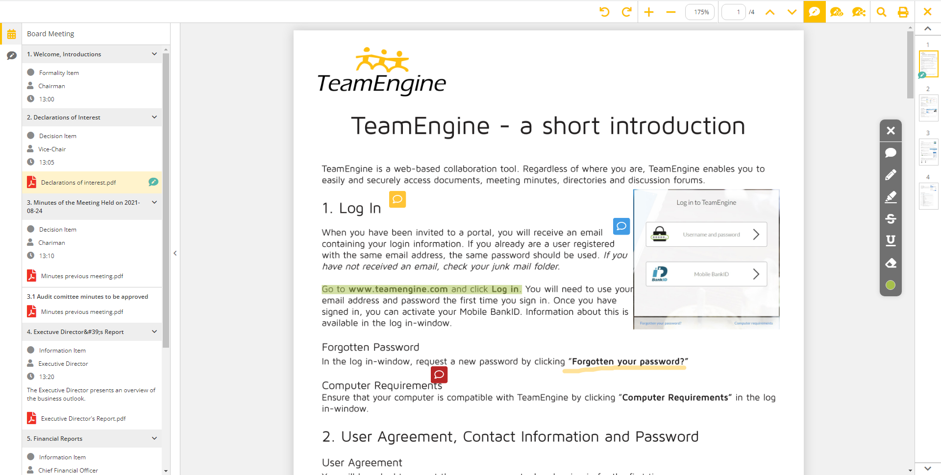 TeamEngine Board Portal - Board book