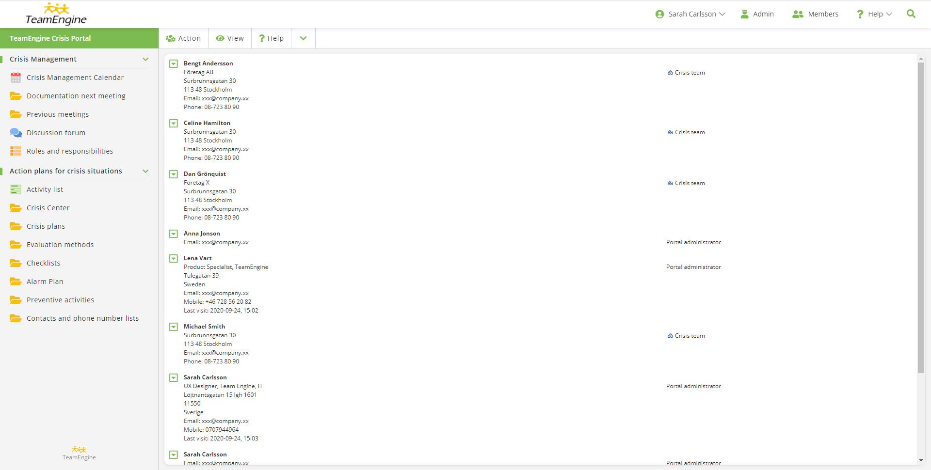 TeamEngine Crisis Portal - Members