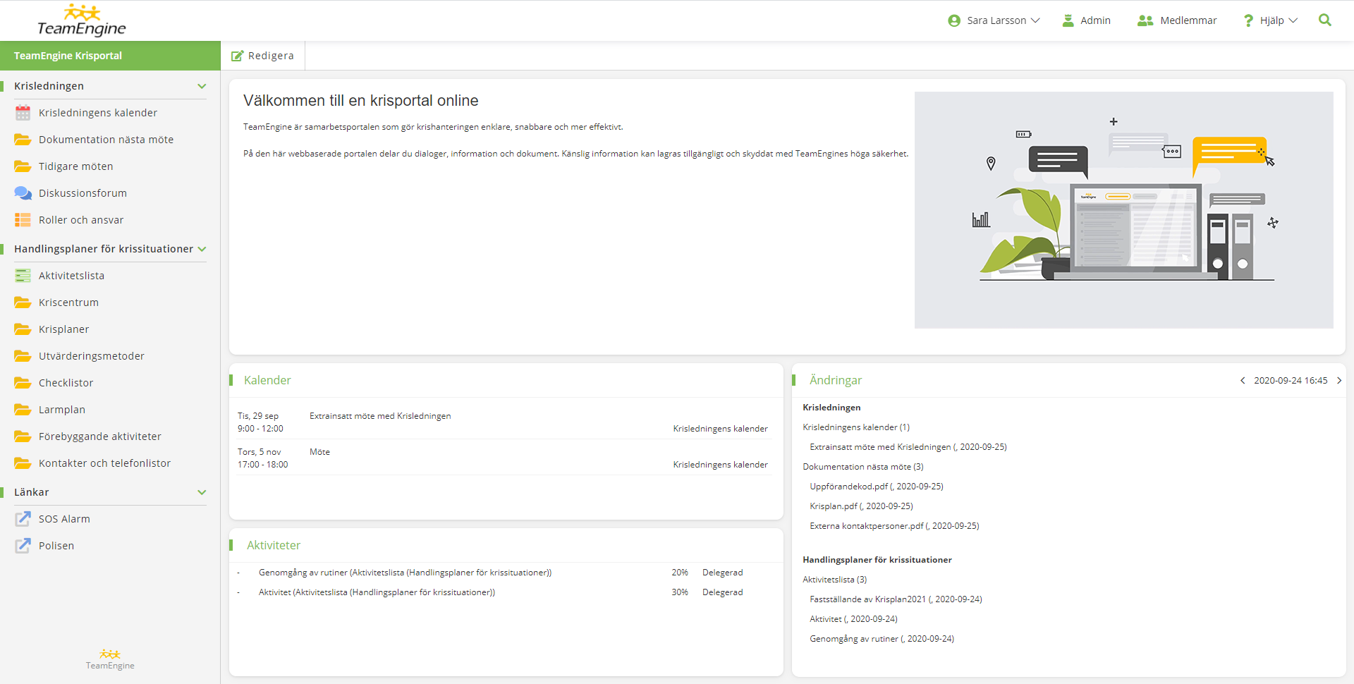 TeamEngine Krisportal - Startsida