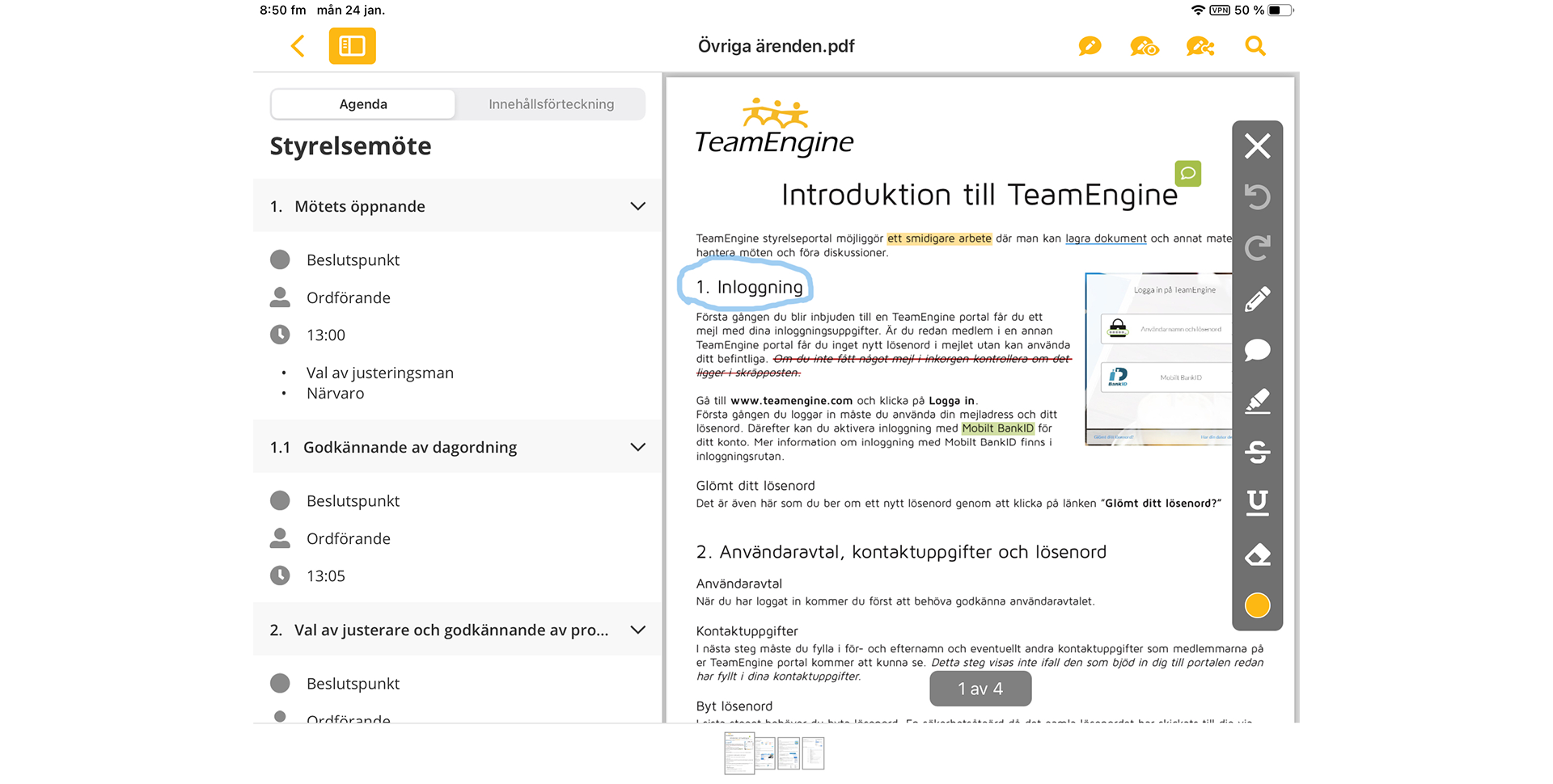 TeamEngine Styrelseportal - Appen